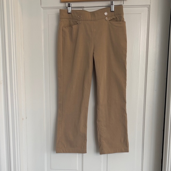 Roz & Ali Pants - Roz & Ali Cropped Ankle Pants in Camel Tan